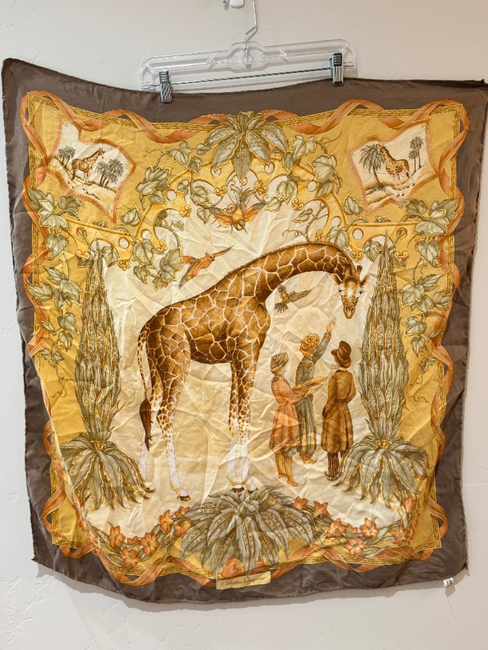 Salvatore Ferragamo Vintage Giraffe 100% Silk Square Scarf